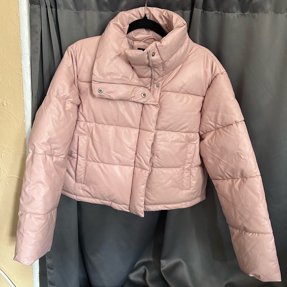 LA Coalition pink puffer jacket